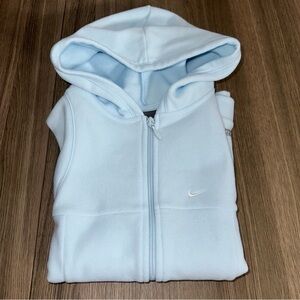 Nike Therma-Fit Girls Vest Hoodie L 14 Light Blue Sleeveless Zip With Pockets